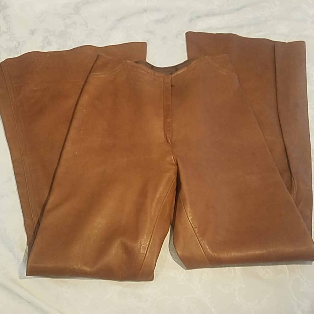 Vintage Leather Bell Bottoms Pants
